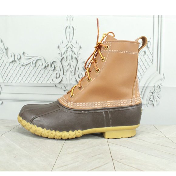 L.L. Bean Shoes - LL Bean 8" Insulated Brown Leather Lace up Ankle Duck Boots Size 8 M
